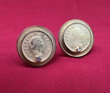 Vintage KRAMER NY Cufflinks COINS South Africa 1957 Queen Elizabeth II Regina cz
