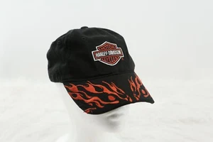 Harley Davidson Orange Flames Hat Cap Black Cotton  Size XS - Picture 1 of 6