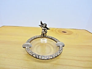 Vintage Cupid Metal Glass Tiny Ashtray Cherub - Picture 1 of 5