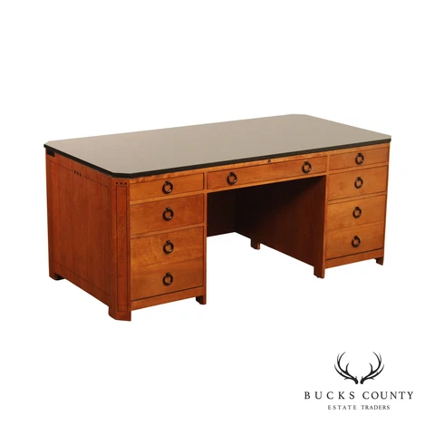 Stickley 21st Century Collection Granite Top Cherry Executive Desk Cover
