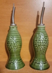 Baum Bros Style-Eyes grüne Öl- & Essiggläser mit Nieselregen, sehr gut - Bild 1 von 9