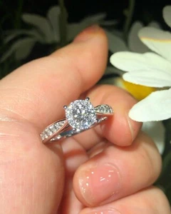 Solitaire Wedding Ring 1.80Ct Round Cut Simulated Diamond 925 Sterling Silver - Picture 1 of 5