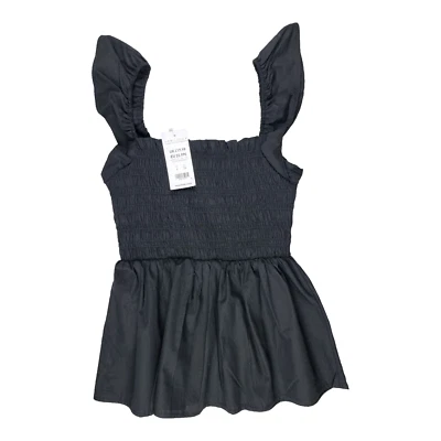 New Look Peplum Black Poplin Shirred Frill Tank Blouse Top Women's UK Size 6 - Image 1 of 4