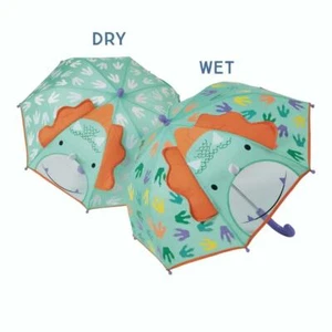 Kids Umbrella Dinosaur Print Brolly Colour Changing Floss & Rock Rain Accessory - Picture 1 of 1