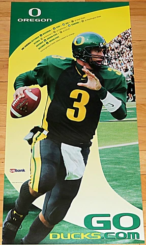 JOEY HARRINGTON 2001 OREGON DUCKS MINT NEVER-USED FOOTBALL SCHEDULE POSTER * GEM Cover