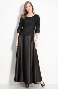 Nuevo sin etiquetas camiseta negra de JS Collections con volantes y vestido satinado talla 6 - Imagen 1 de 2