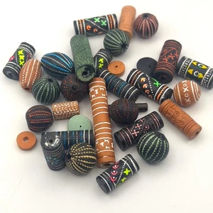 Tribal Style Terra Cotta Beads Lot African Inspired Handmade Jewelry Making 33 - Picture 1 of 7