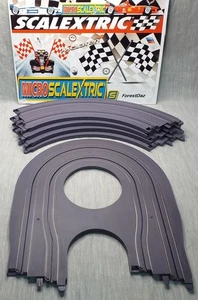 Micro Scalextric Curve Purple Track x4 L7555 y horquilla x1 escala 1:64 Hornby usado - Imagen 1 de 20