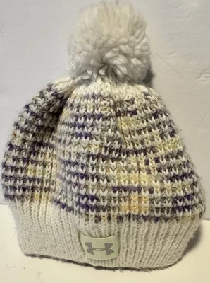 Under Armour Gorro Tejido Invierno Mujer’s Sombrero Pom Pom Púrpura Amarillo Blanco Logo Foto 1 de 4