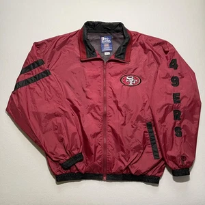 Vintage San Francisco 49ers Jacket Mens Large Red Pro Layer NFL Windbreaker 90s - Picture 1 of 12
