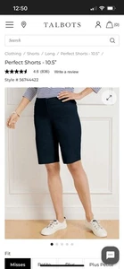 Talbots Women Shorts The Perfect Bermuda 10.5 Chino Career Office Black Sz10 NWT - Picture 1 of 12