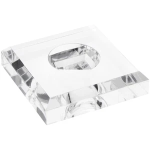 Plymor Clear Acrylic Square Base w/ 1.5" Indented Circle for Sphere, 3" x 0.75" - Picture 1 of 2