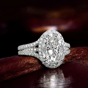 Gold Diamond Ring For Engagement Lab Grown Oval 3 Carat IGI Certified 18k White - Picture 1 of 10