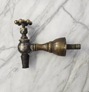 SELTEN ANTIK 1800er massiv schwer Messing/Bronze Wand Wasser Zapfen Auslauf Wasserhahn - Bild 1 von 22