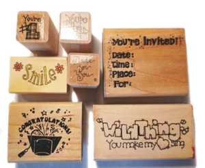 Sayings Stamps Lot of 7 Congratulations Smile You're Invited + More - Picture 1 of 3