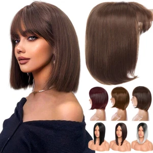 Wave Straight Bob Lady Girl Wig Full Wigs Short Hair Natural Bangs Cosplay Color - Picture 1 of 81