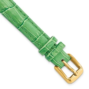 DeBeer 12mm Green Crocodile-Style Grain Chrono Gold-tone Buckle Watch Band - Picture 1 of 4