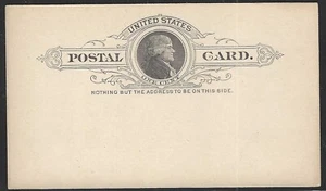 U.S., 1886, Scott #UX9, 1c Black on Buff, Postal Card, Unused, Very Fine - Picture 1 of 2
