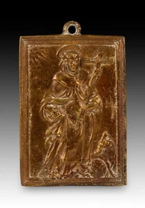 Devotional plaque, Saint Dominic de Guzmán. Bronze. Spanish School, 17th c. - Picture 1 of 2