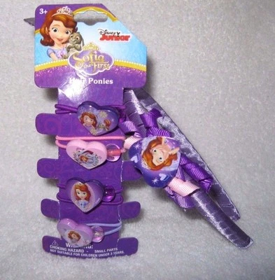 Disney's Sofia The First Princess 4 piece hair ponies and Sofia Headband-New! - Image 1 of 2