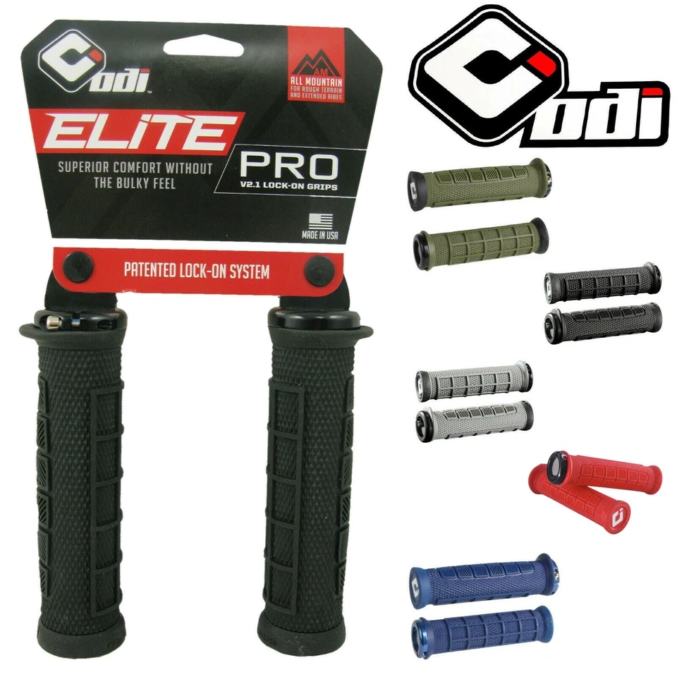 ODI Elite Pro Lock On Mountain BMX Bike Grips 130mm Green Red Blue Black Grey - Image 1 of 1