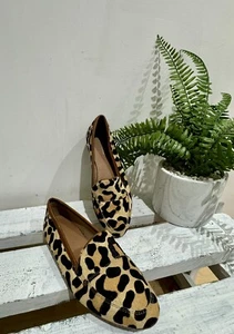 NEXT Real Leather Leopard Print Animal Hair Ballet Flats Shoes UK Size 4 37 - Picture 1 of 6