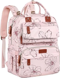 Diaper Bag Backpack, Baby Girl Diaper Bag For Mom- Large Pink Floral Diaper Bag - Picture 1 of 9