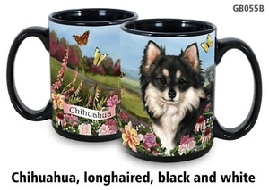 Garden Party Mug - Longhaired Black and White Chihuahua - Picture 1 of 1