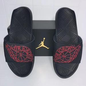 Sandalias Jordan Hydro 7 Bred para hombre AA2517-062 negras alas rojas logotipo deslizables talla 9 - Imagen 1 de 4