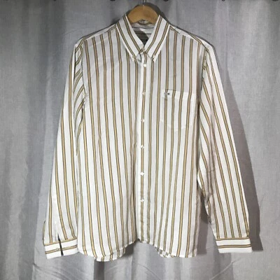 Lacoste Mens L Lyocell Blend Shirt White Stripe Button Down White Crocodile Logo - Image 1 of 4