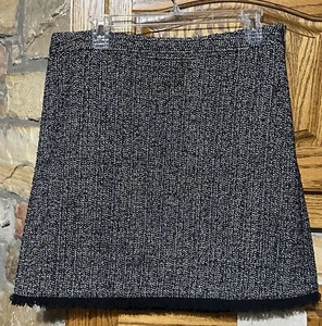 Brooks Brothers Skirt Short A Line Navy Tweed Fringe Hem Sz 12 Fully Lined EUC - Picture 1 of 8