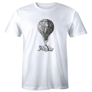 Flying Turtle with Hot Air Balloon Image T-Shirt for Men Funny Tee Shirt - Picture 1 of 2