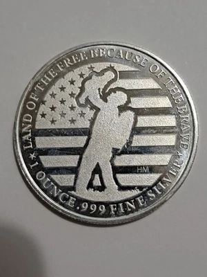 2019 Land Of The Free Because of The Brave 1 Oz .999 Fine Silver Round. - Image 1 of 2