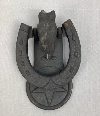 Llamador de puerta de herradura de caballo de hierro fundido pesado, 6" x 4", decoración occidental Foto 1 de 4