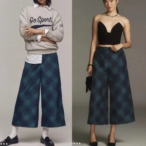138 $ Maeve Taft bedruckt Cropped weites Bein Hose, blau Muster Gr. S - Bild 1 von 12