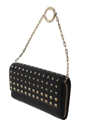 New Valentino Rockstud Black Wallet on Chain Degrade Leather Clutch Bag - Image 1 of 4