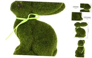 Moss Bunny Green Flocked Easter Bunny Garden Artificial Rabbit Easter Décor - Picture 1 of 8