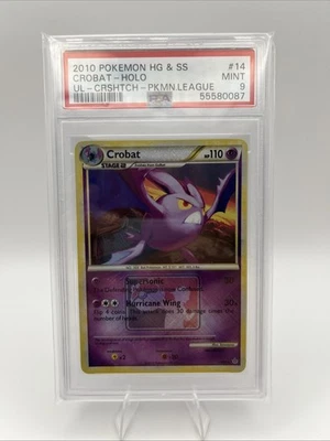 Pokemon TCG Crobat #14 HGSS Unleashed Pokemon Leage Cross Hatch - PSA 9 - Image 1 of 2