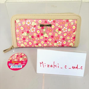 Rilakkuma Korilakkuma Flower Theme Long Wallet Case White Strawberry Kawaii JP - Picture 1 of 24
