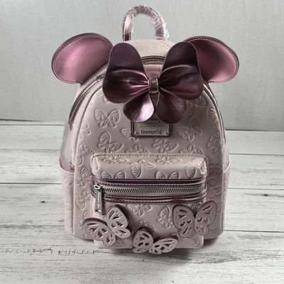 Loungefly Disney Minnie Mouse Metallic Pink Butterfly Mini Backpack New - Image 1 of 4