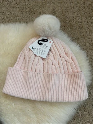 NWT Lululemon Cable Knit Pom-Pom Beanie Strawberry Milkshake OS - Image 1 of 3