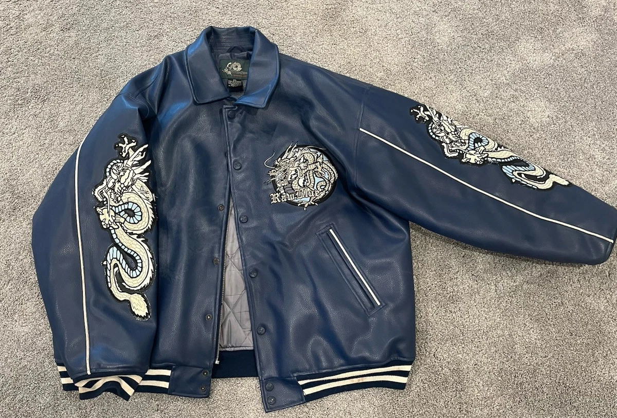 Raw Blue Faux Leather Outer Shell Coats, Jackets & Vests for Men