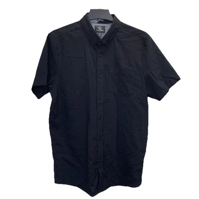 Volcom Mens Button Front Short Sleeve Black Shirt L Modern Fit - Image 1 of 4