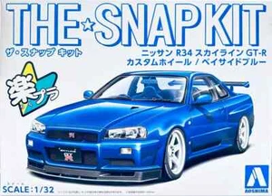 Aoshima 1/32 Nissan Skyline R34 GT-R Custom Wheels Plastik Modellbausatz *blau* - Bild 1 von 13