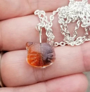 Adorable Cat Necklace, Glass Cat Pendant, Cat Jewelry, Cat Pendant Necklace - Picture 1 of 5