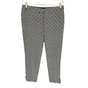 Talbots Dress Pants Womens 8 Black White Gingham Ankle Wool Blend Office - Picture 1 of 12
