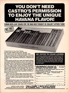 1989 Thompson Cigar Co Sampler Offer Vintage Print Ad Ephemera Full Page B&W - Picture 1 of 1
