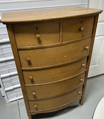 Vintage 6 Drawer Bow Front Chest Dresser by French and Heald - Image 1 of 4