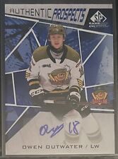 2021-22 SP GAME USED CHL OWEN OUTWATER #43 AUTHENTIC PROSPECTS BASE BLUE AUTO