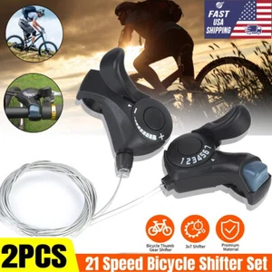 2x Universal 21 Speed MTB Mountain Road Bicycle Shifter Bike Thumb Gear Shifting - Picture 1 of 12